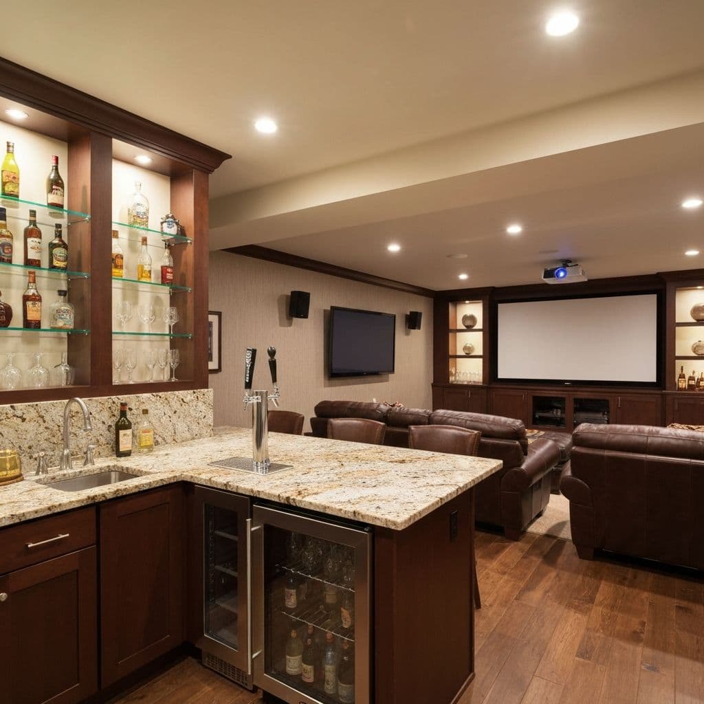 Finished Basement Entertainment Space