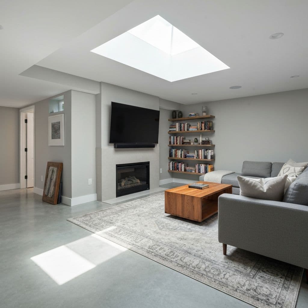 Finished basement living space